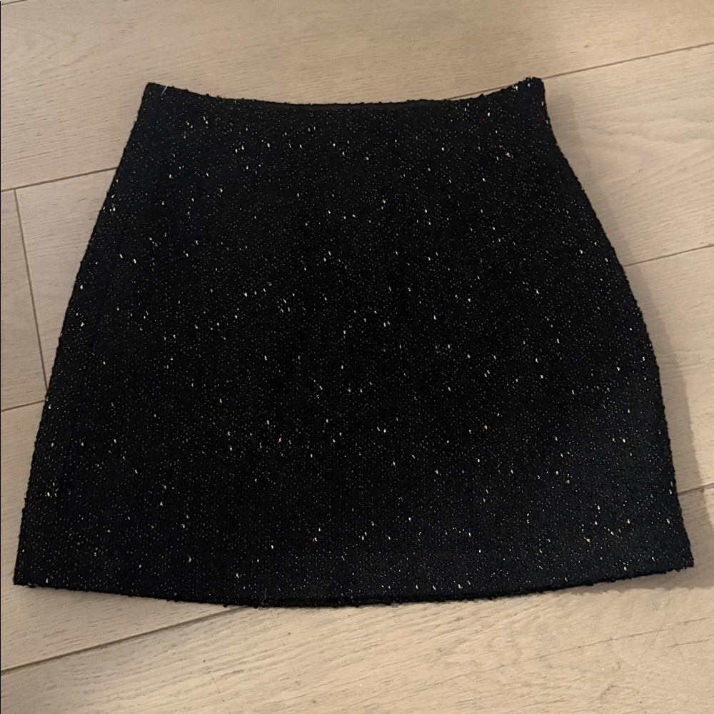 NWOT Babaton Aritzia Black Glitter Tweed Mini Skirt